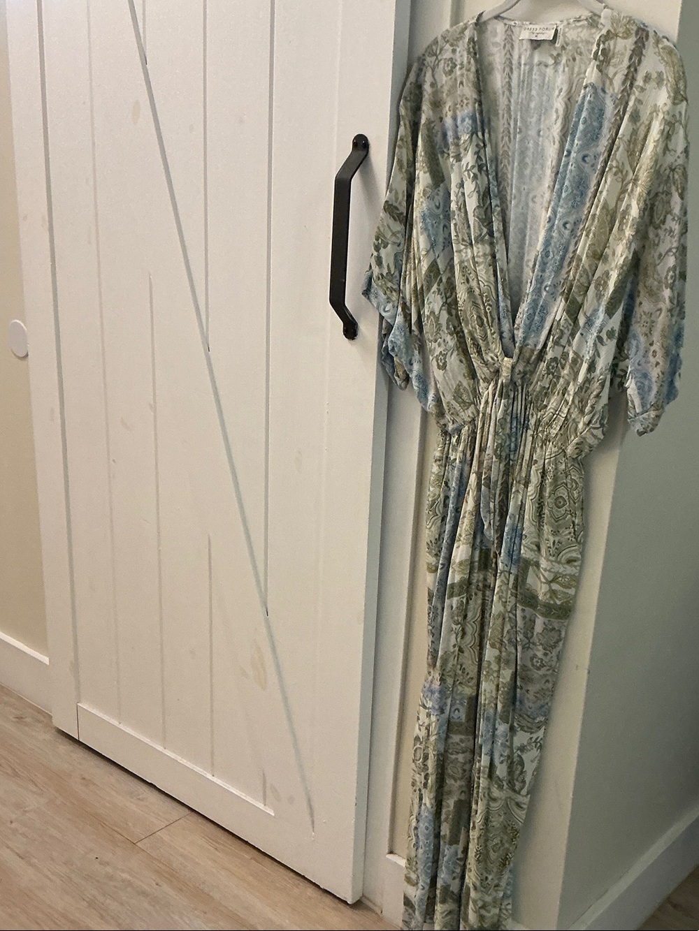 Dress Forum Sage Green and Soft Blue Floral Kimono Cover